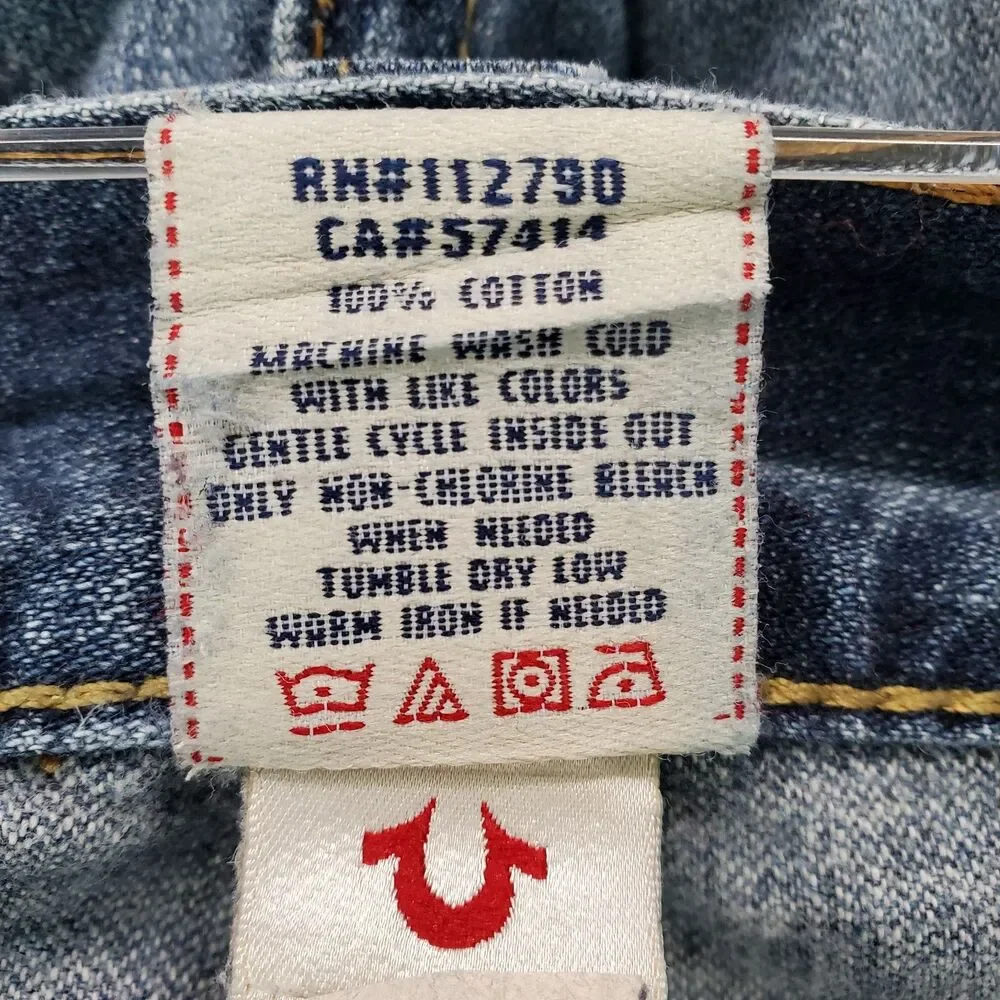 True Religion Jeans Men 40x32 Blue Ricky Relaxed Straight Leg Denim Y2K Pockets